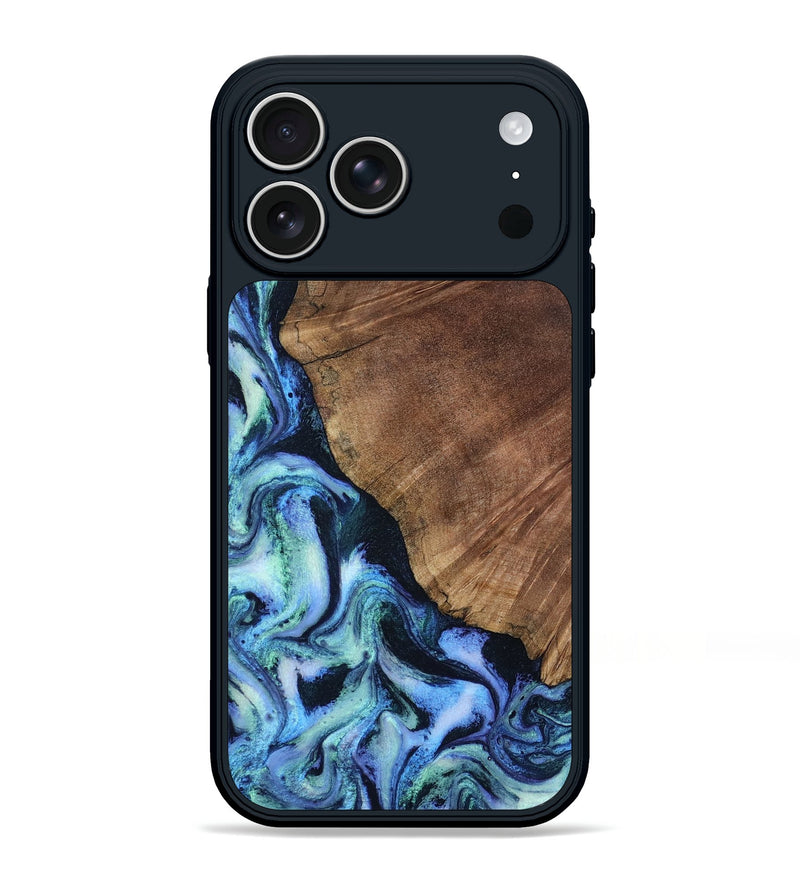 iPhone 17 Pro Max Wood Phone Case - Leatha (Blue, 805519)