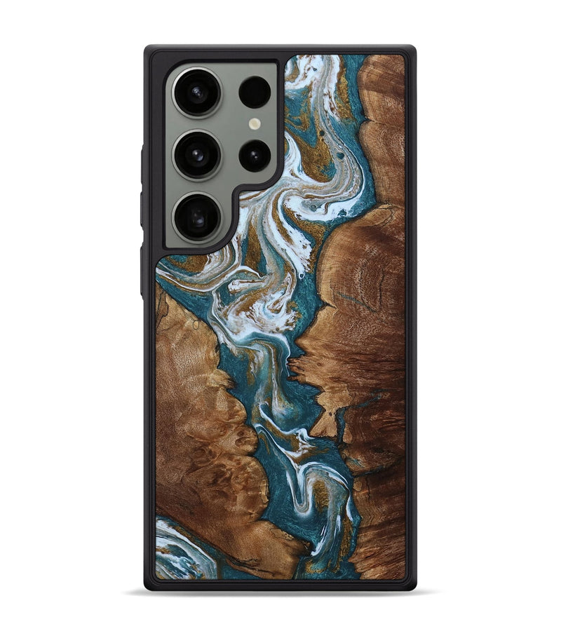 Galaxy S24 Ultra Wood Phone Case - Doris (Teal & Gold, 805540)