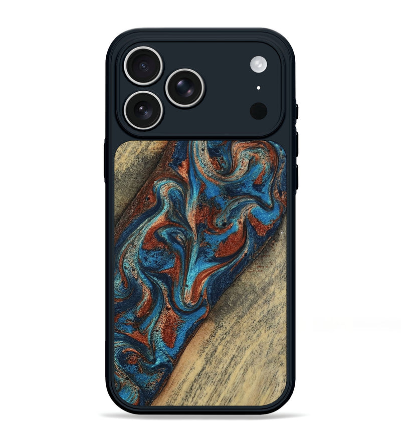 iPhone 17 Pro Max Wood Phone Case - Dominic (Teal & Gold, 805544)