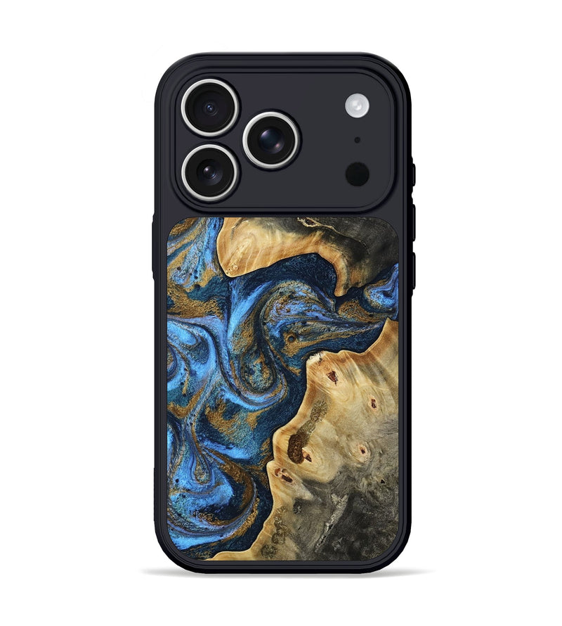 iPhone 17 Pro Wood Phone Case - Shepard (Teal & Gold, 805547)