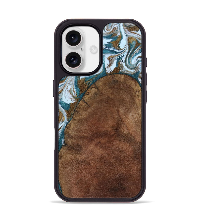 iPhone 17 Wood Phone Case - Britany (Teal & Gold, 805548)