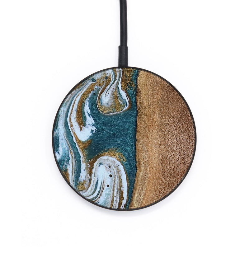 Circle Wood Wireless Charger - Benson (Teal & Gold, 805549)