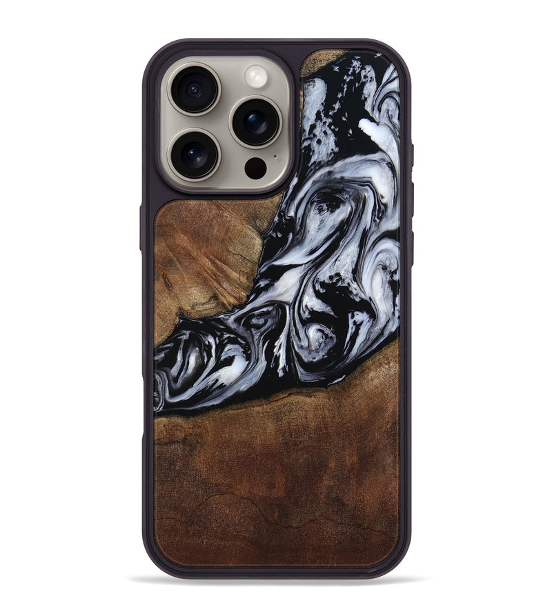 iPhone 16 Pro Max Wood Phone Case - Jream (Black & White, 805558)