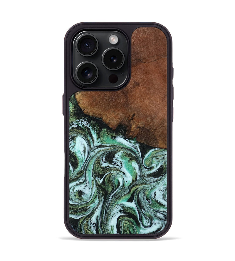 iPhone 16 Pro Wood Phone Case - Rhodes (Green, 805561)