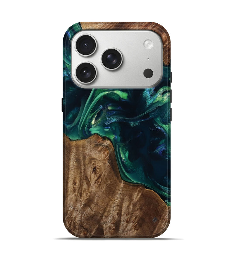 iPhone 17 Pro Wood Live Edge Phone Case - Adyson (Green, 805649)