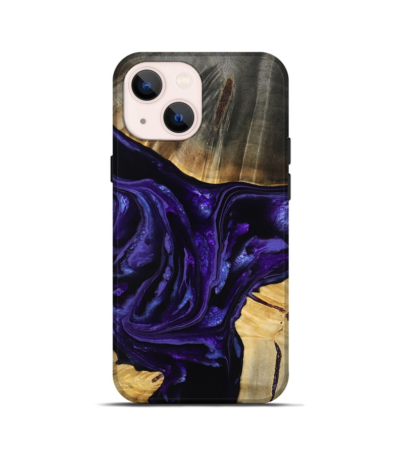 iPhone 13 mini Wood Live Edge Phone Case - Stacia (Purple, 805653)