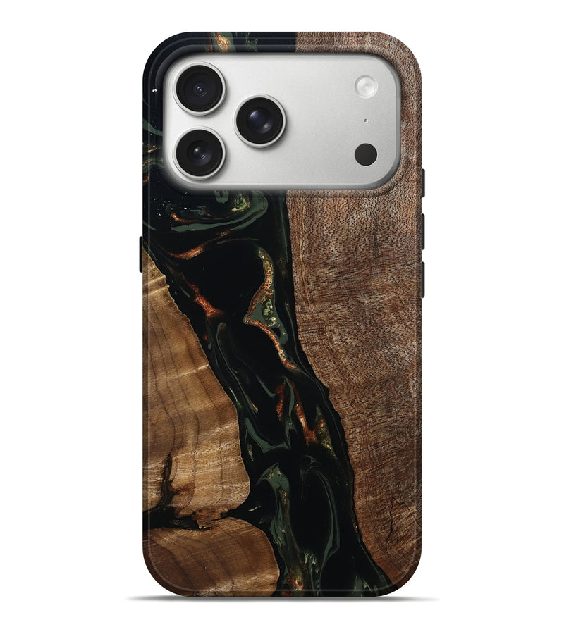 iPhone 17 Pro Max Wood Live Edge Phone Case - Kaleena (Green, 805665)