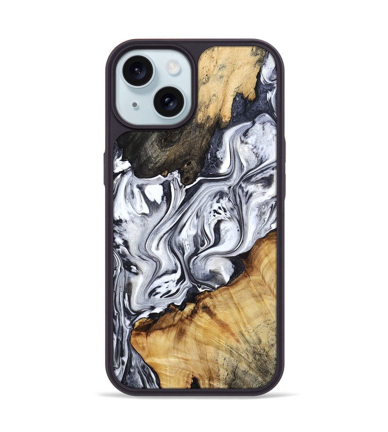iPhone 15 Wood Phone Case - Carlos (Black & White, 805771)