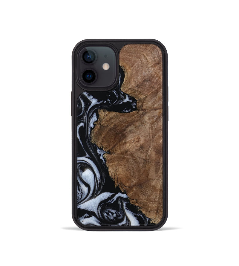 iPhone 12 mini Wood Phone Case - Olivia (Black & White, 805777)