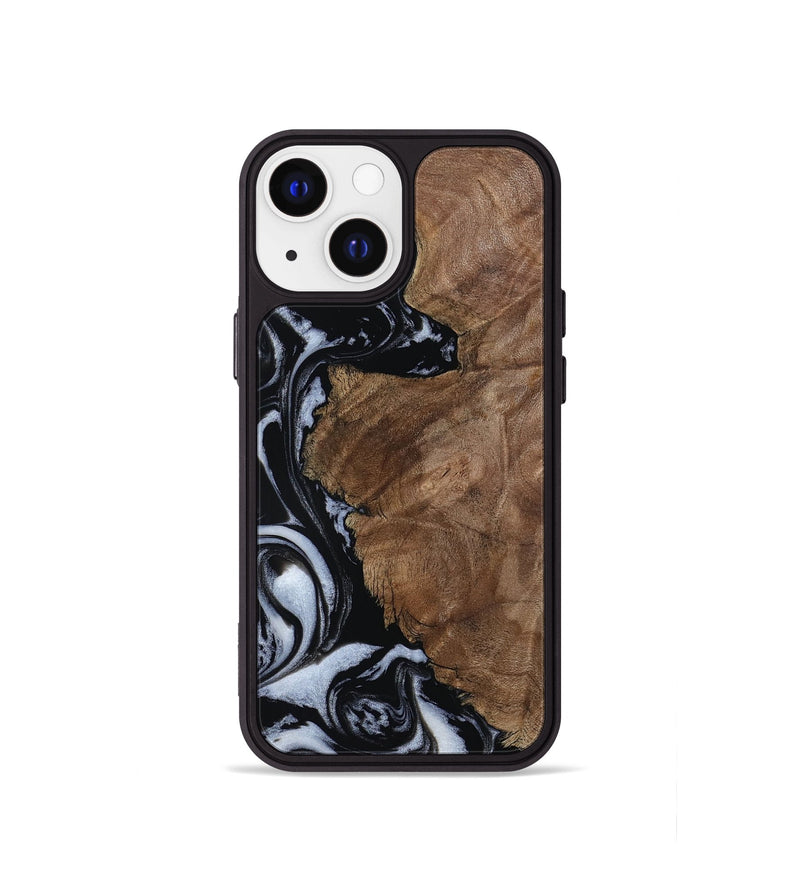 iPhone 13 mini Wood Phone Case - Olivia (Black & White, 805777)