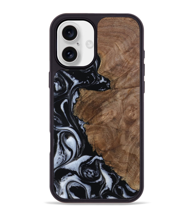iPhone 16 Plus Wood Phone Case - Olivia (Black & White, 805777)