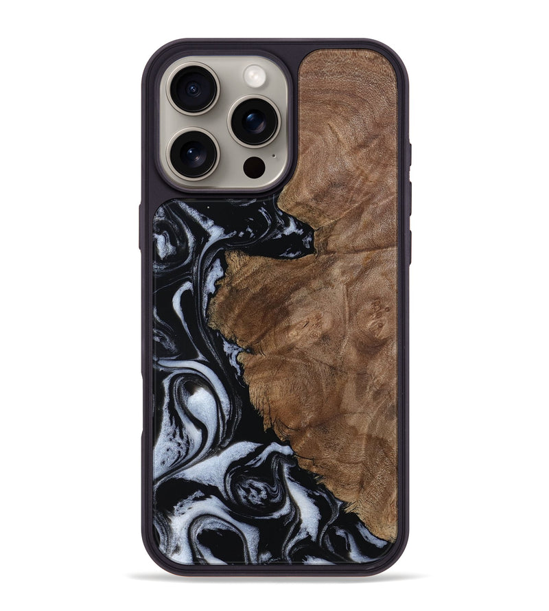 iPhone 16 Pro Max Wood Phone Case - Olivia (Black & White, 805777)