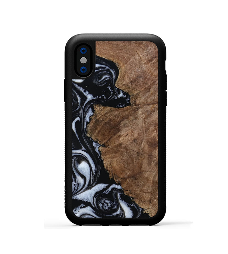 iPhone Xs Wood Phone Case - Olivia (Black & White, 805777)