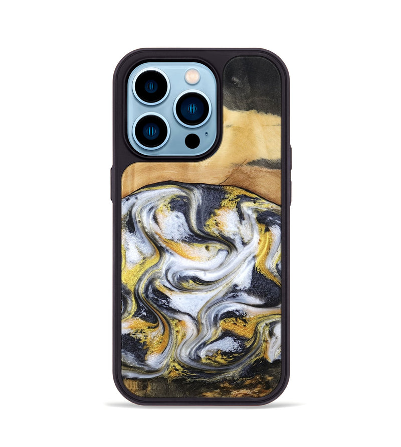 iPhone 14 Pro Wood Phone Case - Cullen (Black & White, 805778)