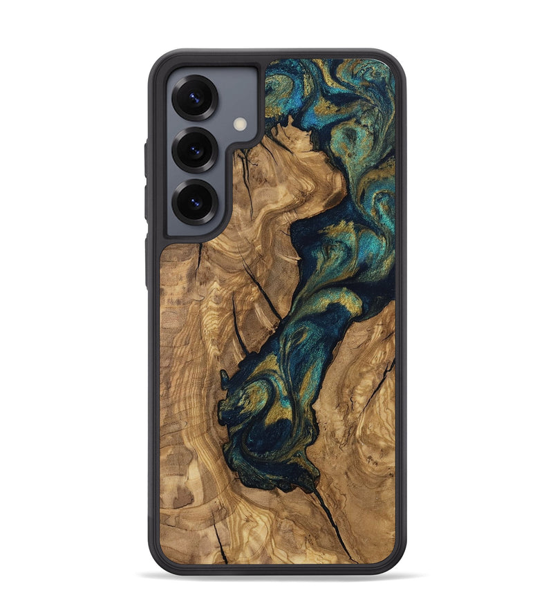 Galaxy S25 Plus Wood Phone Case - Opal (Teal & Gold, 805808)