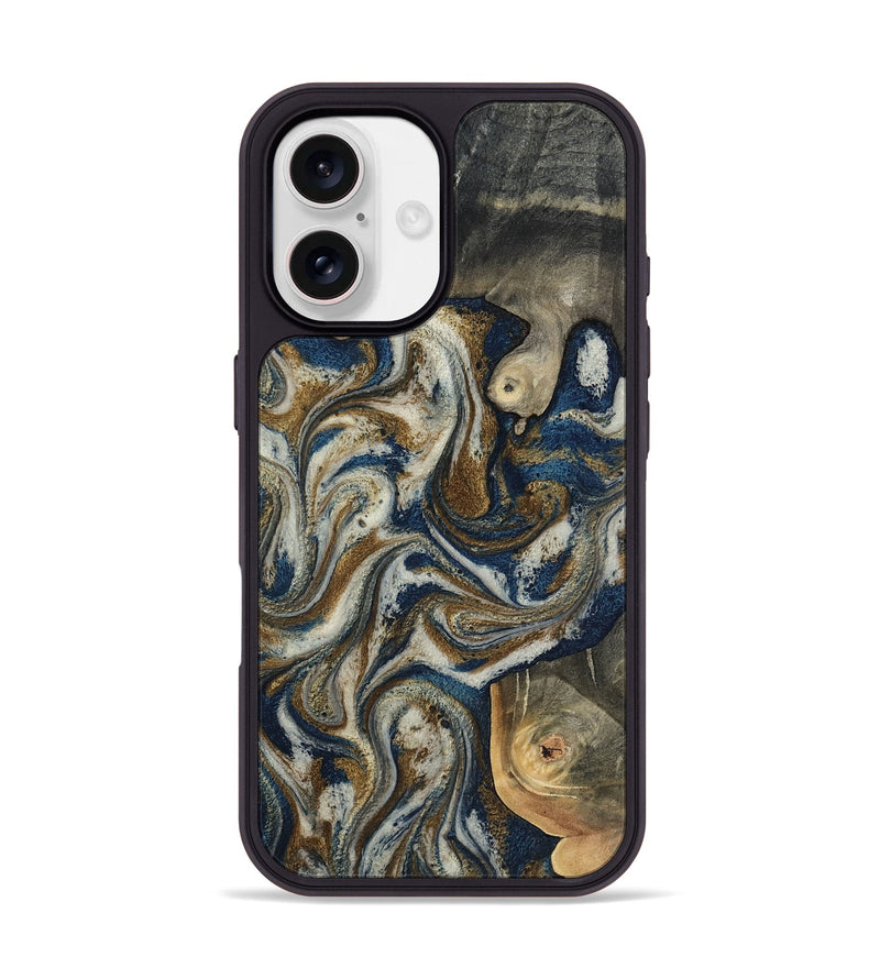 iPhone 17 Wood Phone Case - Lucie (Teal & Gold, 805812)