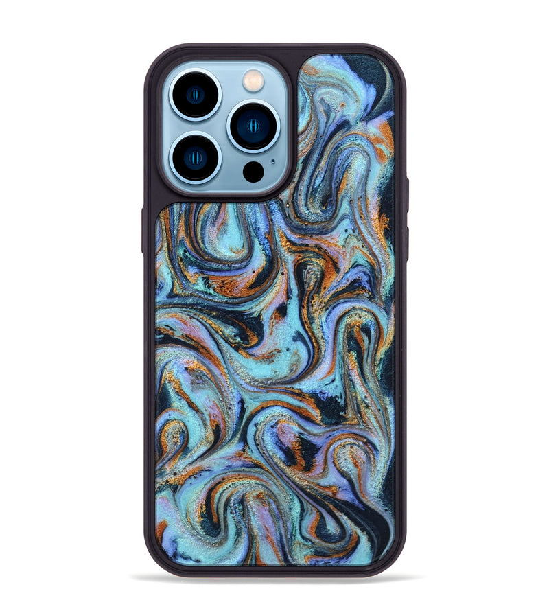 iPhone 14 Pro Max ResinArt Phone Case - Belle (Teal & Gold, 805813)