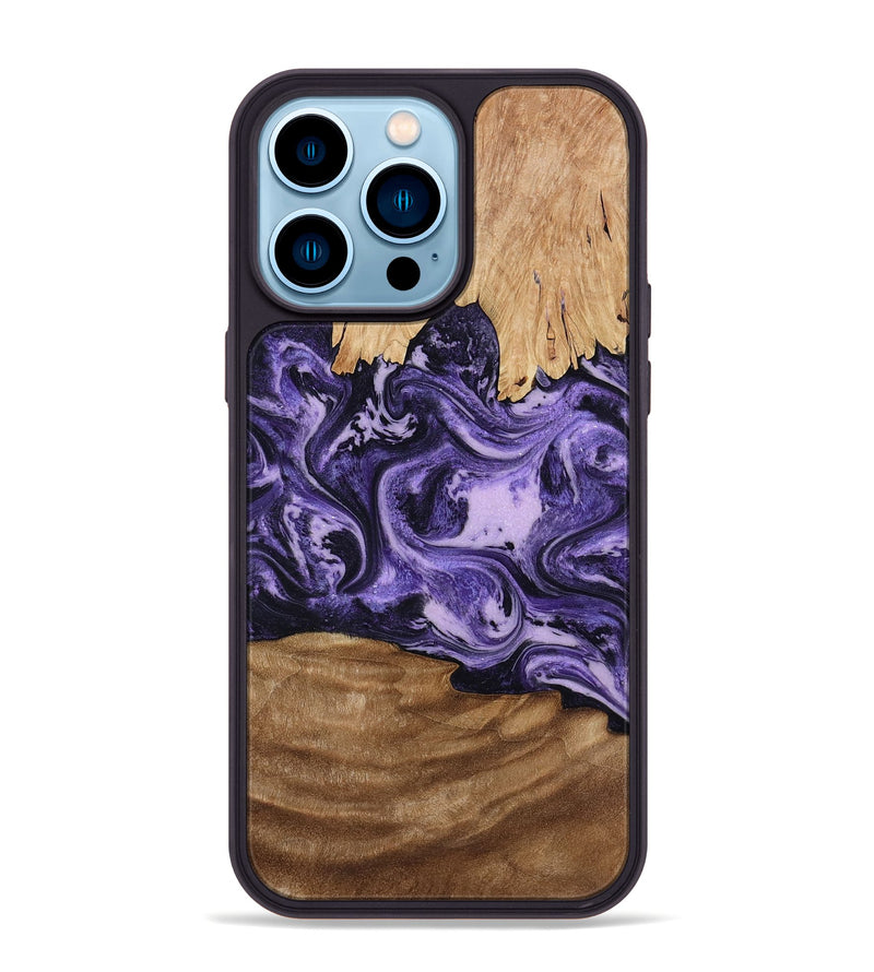iPhone 14 Pro Max Wood Phone Case - Heaven (Purple, 805821)