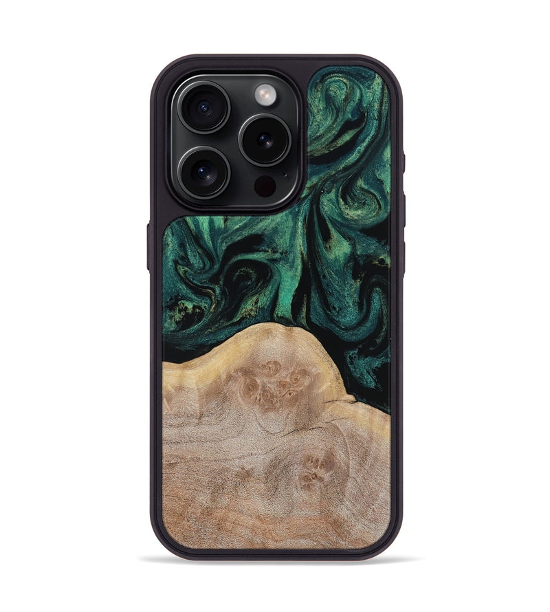 iPhone 15 Pro Wood Phone Case - Lorine (Green, 805849)