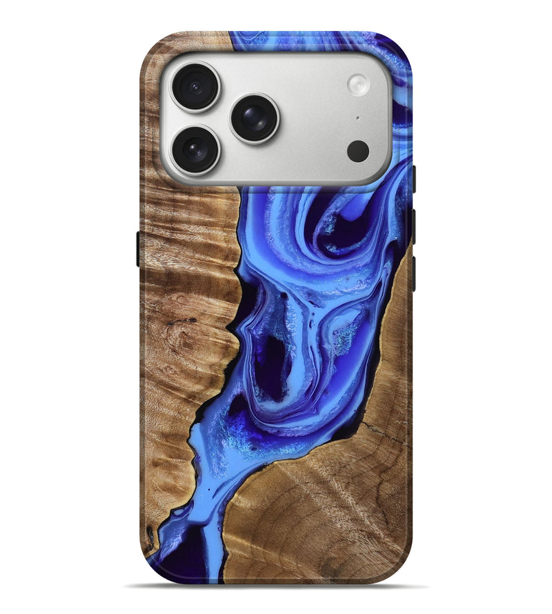 iPhone 17 Pro Max Wood Live Edge Phone Case - Nyra (Blue, 805889)