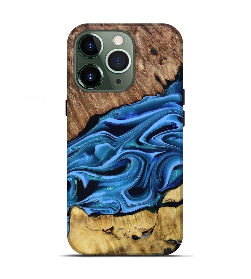 iPhone 13 Pro Wood Live Edge Phone Case - Sharen (Blue, 805897)