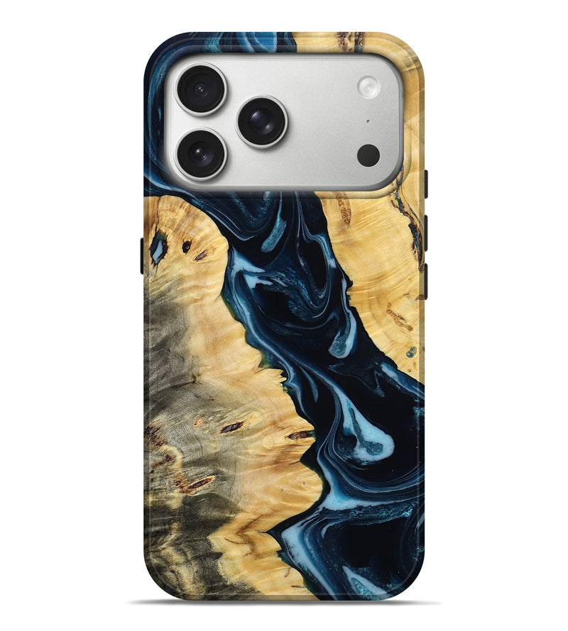 iPhone 17 Pro Max Wood Live Edge Phone Case - Jeannie (Blue, 805898)