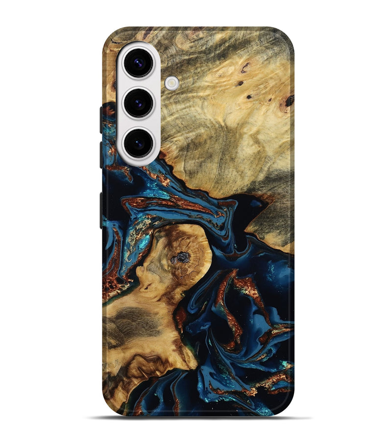 Galaxy S25 Plus Wood Live Edge Phone Case - Terra (Teal & Gold, 805904)