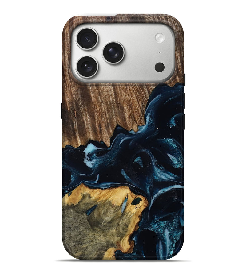 iPhone 17 Pro Max Wood Live Edge Phone Case - Zyon (Blue, 805929)
