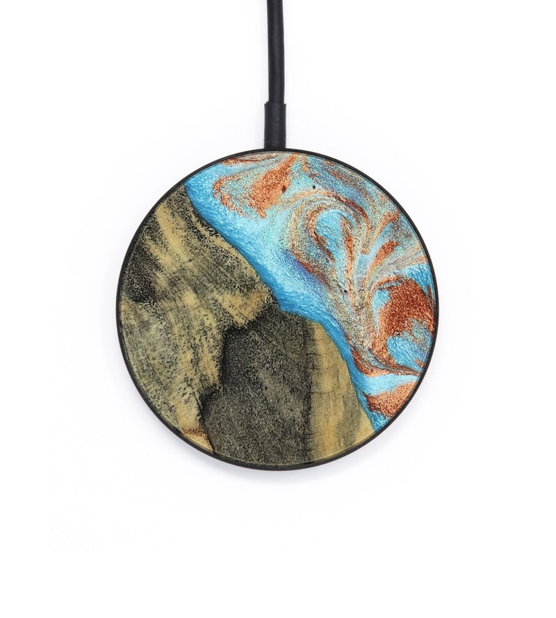Circle Wood Wireless Charger - Ailany (Teal & Gold, 805932)