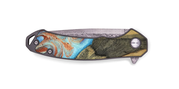 EDC Wood Pocket Knife - Ailany (Teal & Gold, 805932)