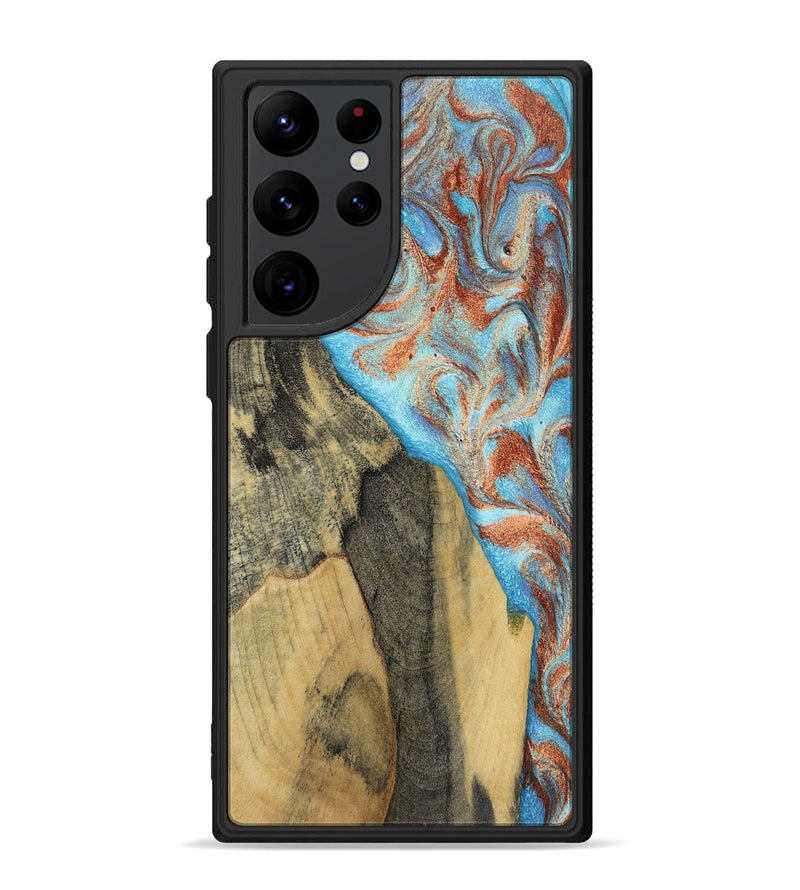 Galaxy S22 Ultra Wood Phone Case - Ailany (Teal & Gold, 805932)