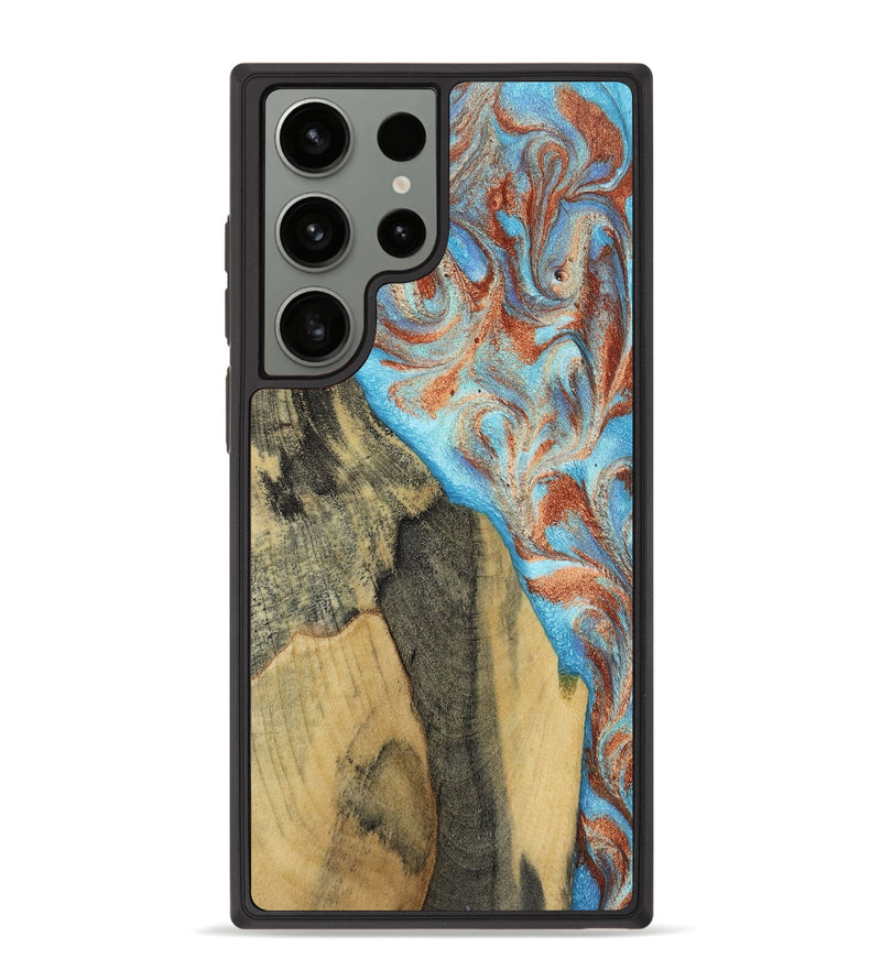 Galaxy S23 Ultra Wood Phone Case - Ailany (Teal & Gold, 805932)