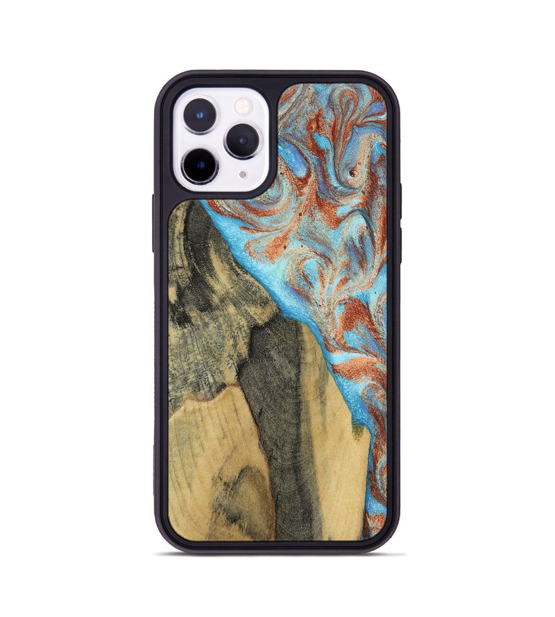 iPhone 11 Pro Wood Phone Case - Ailany (Teal & Gold, 805932)
