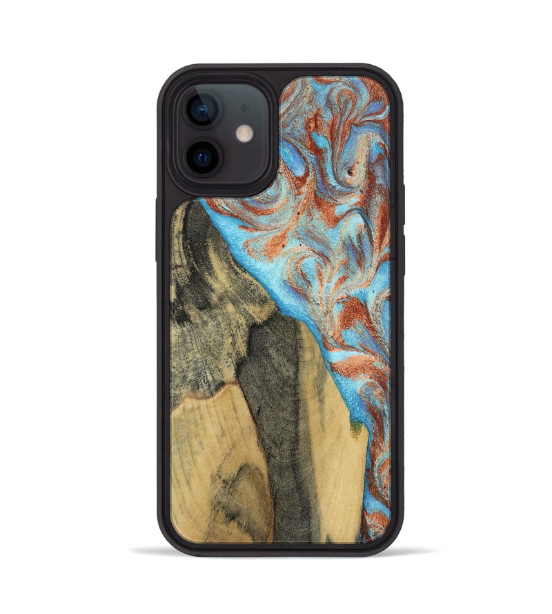 iPhone 12 Wood Phone Case - Ailany (Teal & Gold, 805932)