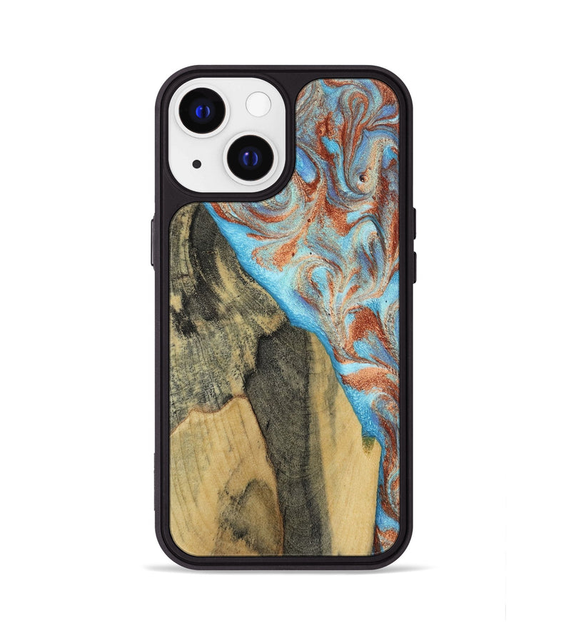 iPhone 13 Wood Phone Case - Ailany (Teal & Gold, 805932)