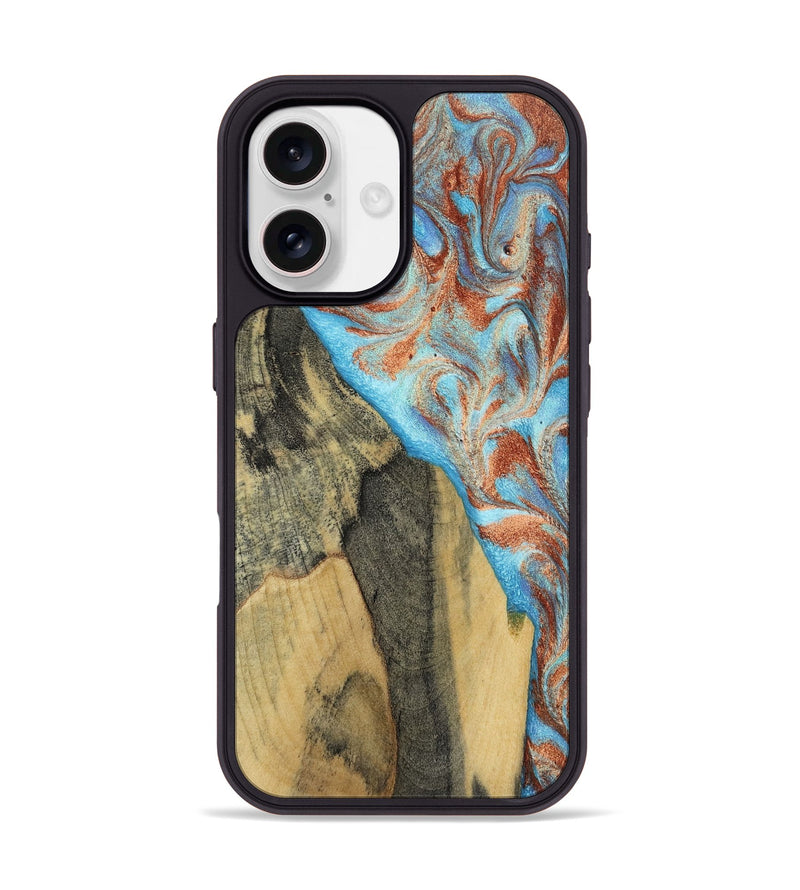 iPhone 17 Wood Phone Case - Ailany (Teal & Gold, 805932)