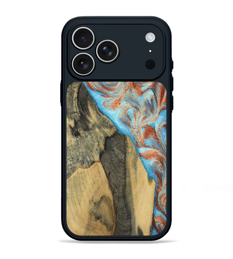 iPhone 17 Pro Max Wood Phone Case - Ailany (Teal & Gold, 805932)