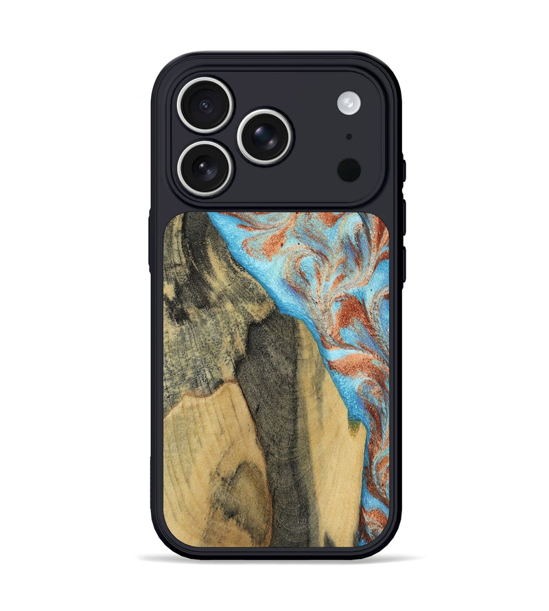 iPhone 17 Pro Wood Phone Case - Ailany (Teal & Gold, 805932)