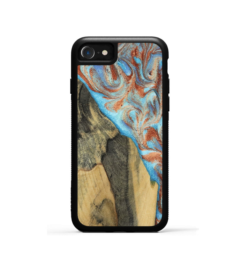 iPhone SE Wood Phone Case - Ailany (Teal & Gold, 805932)