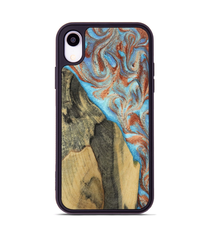 iPhone Xr Wood Phone Case - Ailany (Teal & Gold, 805932)