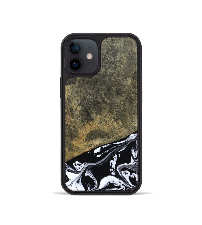 iPhone 12 mini Wood Phone Case - Larkin (Black & White, 805949)
