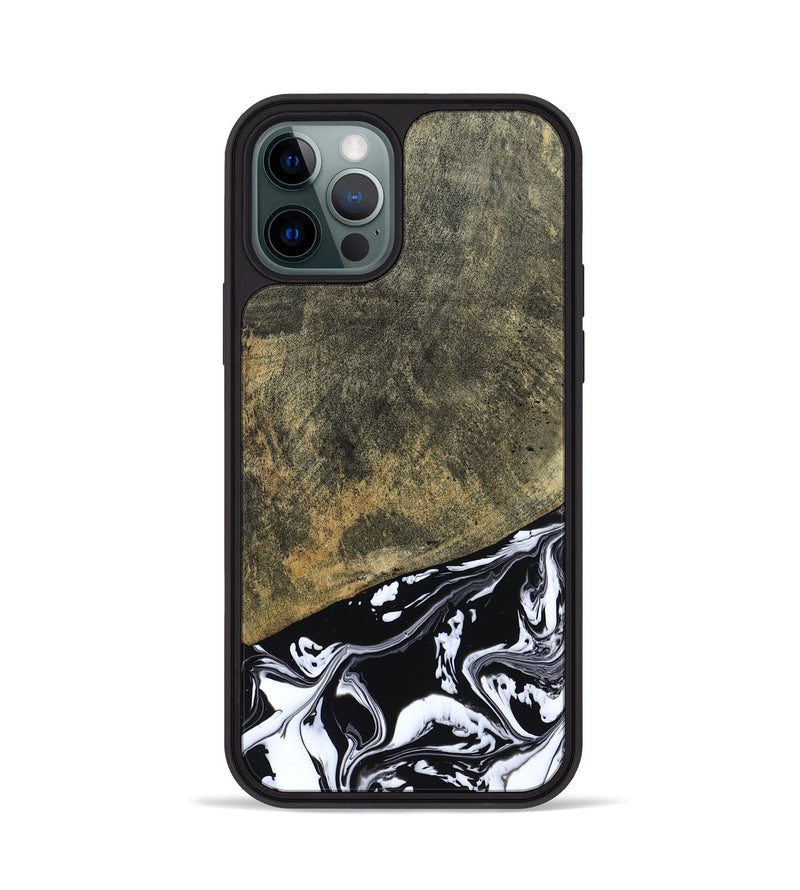 iPhone 12 Pro Wood Phone Case - Larkin (Black & White, 805949)