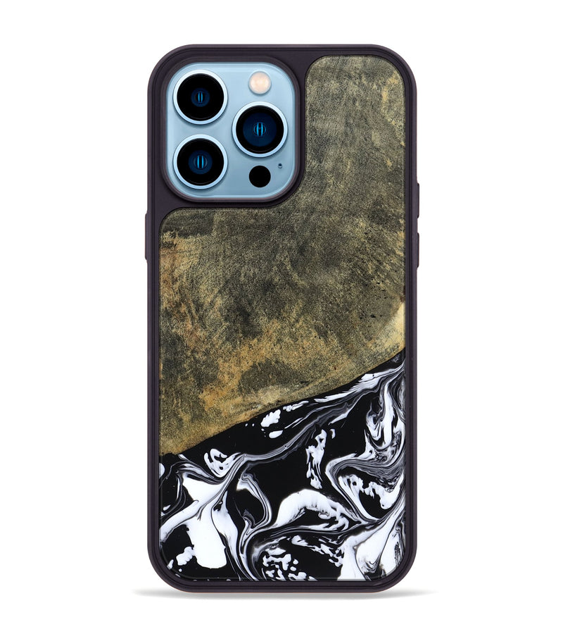 iPhone 14 Pro Max Wood Phone Case - Larkin (Black & White, 805949)