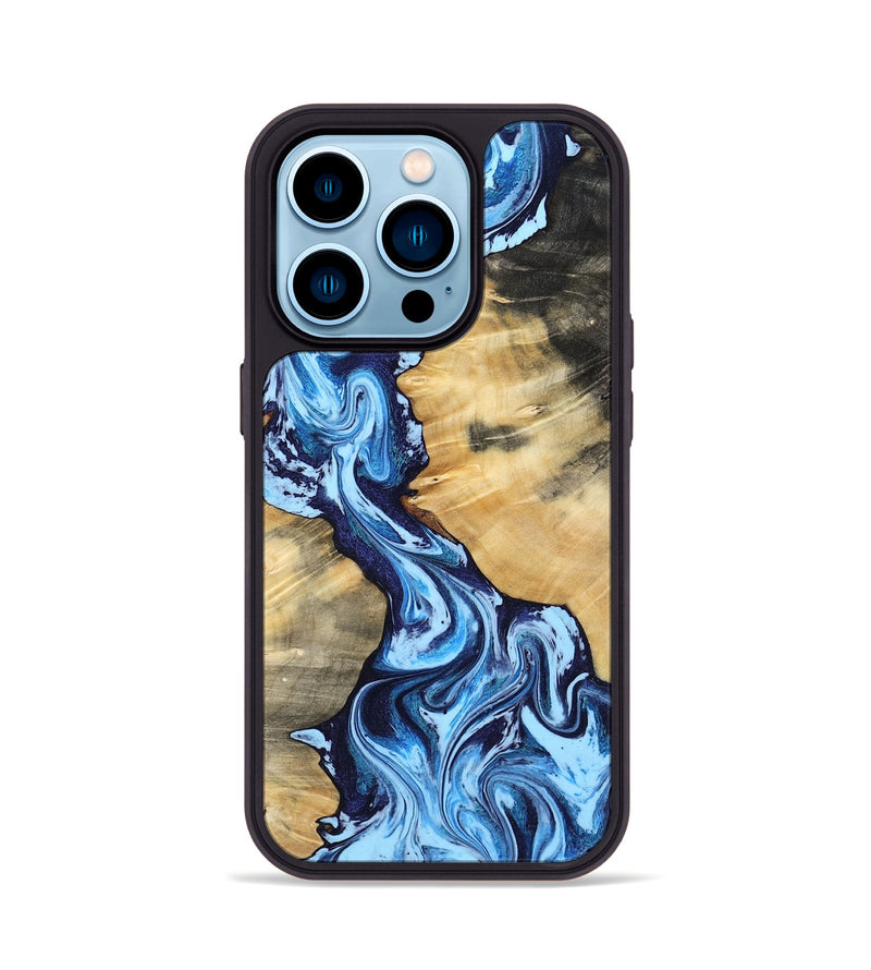 iPhone 14 Pro Wood Phone Case - Madelyn (Blue, 805957)