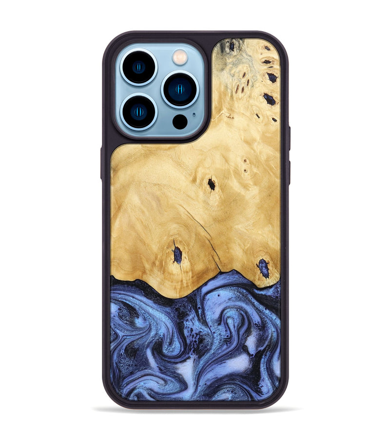 iPhone 14 Pro Max Wood Phone Case - Rena (Blue, 805987)