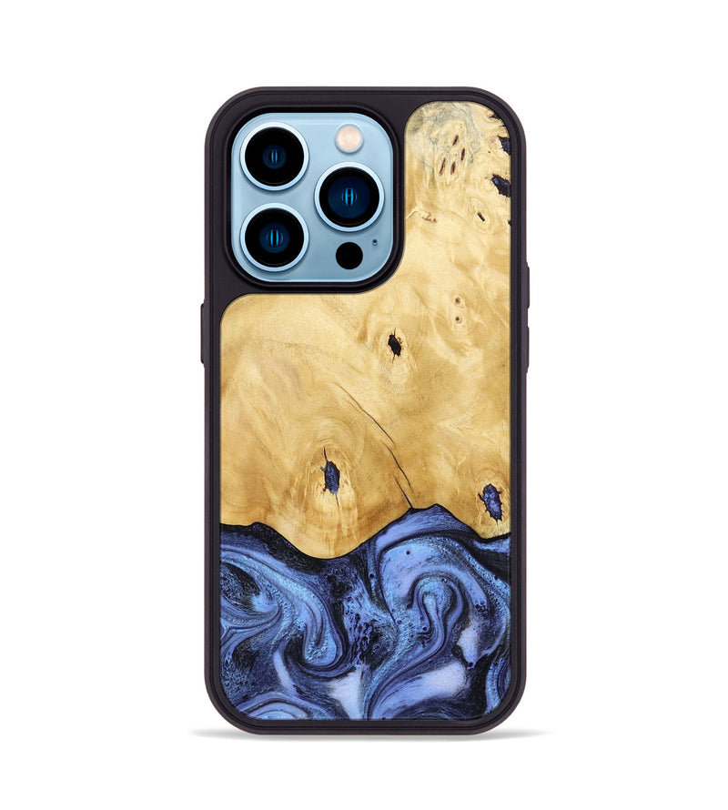 iPhone 14 Pro Wood Phone Case - Rena (Blue, 805987)