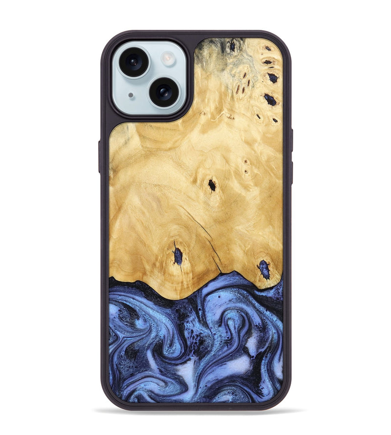 iPhone 15 Plus Wood Phone Case - Rena (Blue, 805987)