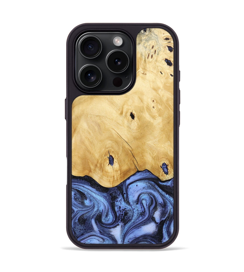 iPhone 16 Pro Wood Phone Case - Rena (Blue, 805987)