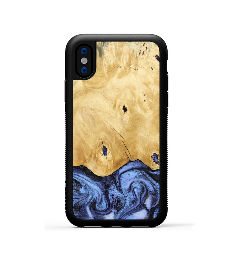 iPhone Xs Wood Phone Case - Rena (Blue, 805987)