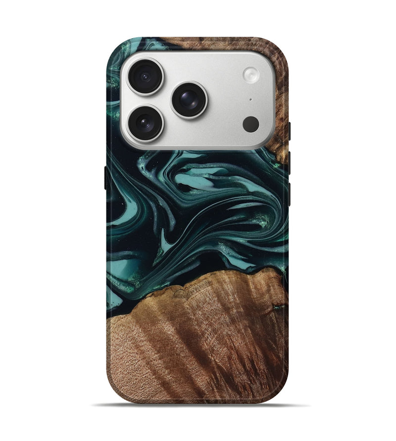 iPhone 17 Pro Wood Live Edge Phone Case - Darleen (Green, 806041)